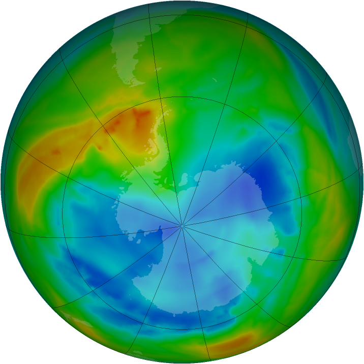 Antarctic ozone map for 30 July 2007